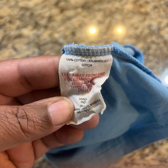 Mini Boden Girls 5-6 Wale Shirt Short Sleeve Blue Colorful Poke Dots - Picture 3 of 8